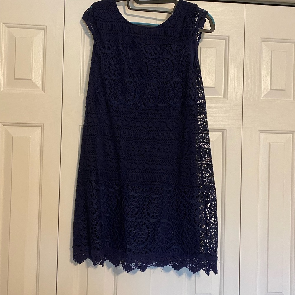 Navy Blue Woven Shift Dress